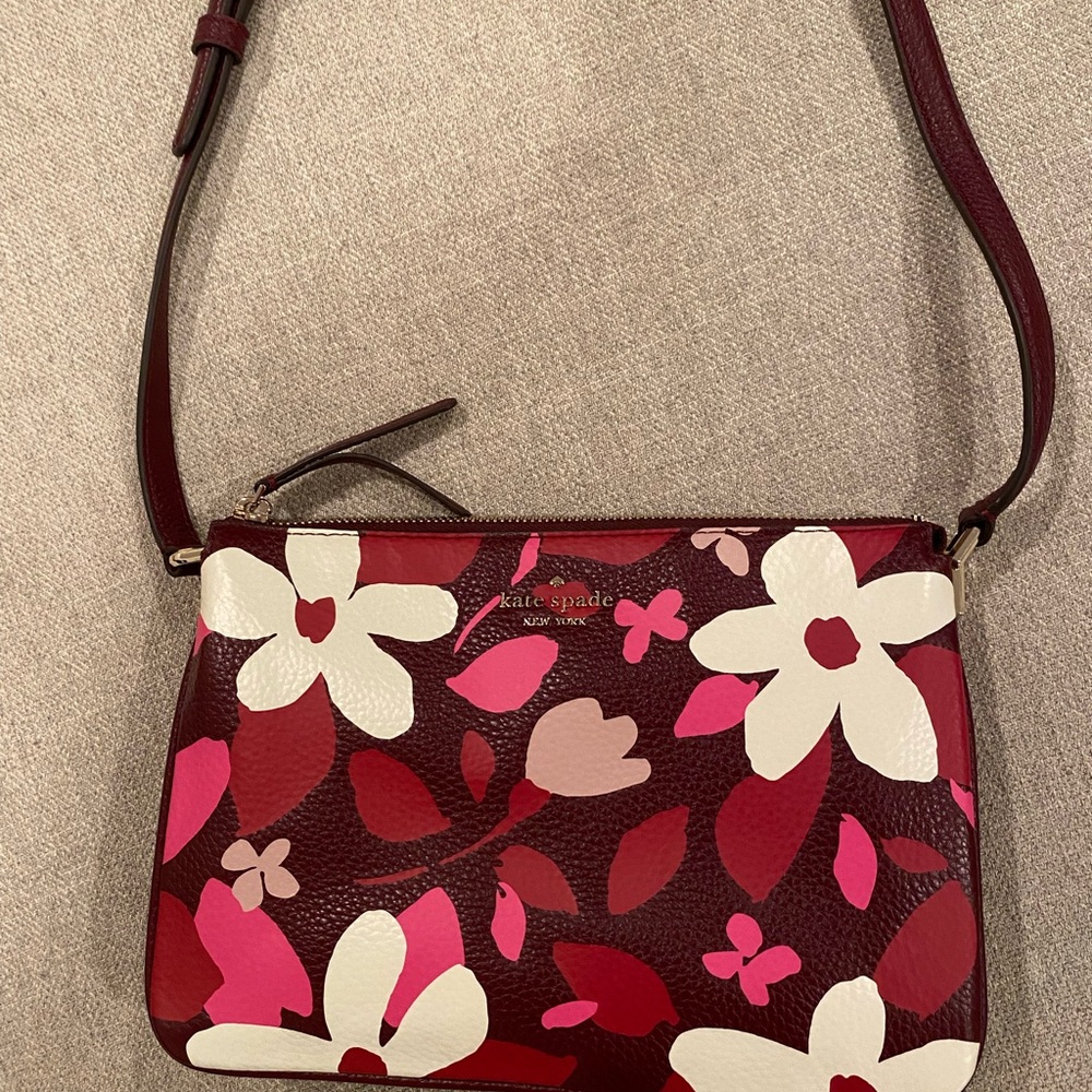 Kate Spade Jackson Forest Floral Triple Gusset Crossbody Bag